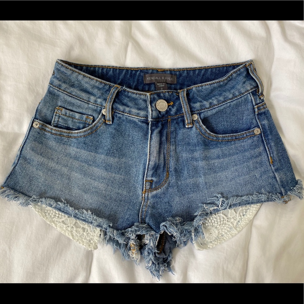 Kendall & Kylie Denim Shorts Lace Pocket Detail